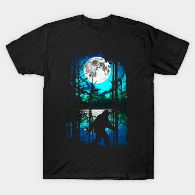 Bigfoot Moon T-Shirt by robotface